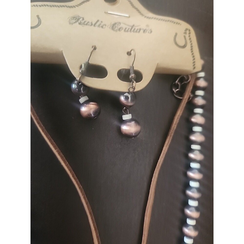 Rustic Couture Western Statement Set in Earthy Brown - Unique Boutique Jewelry - Picture 3 of 6